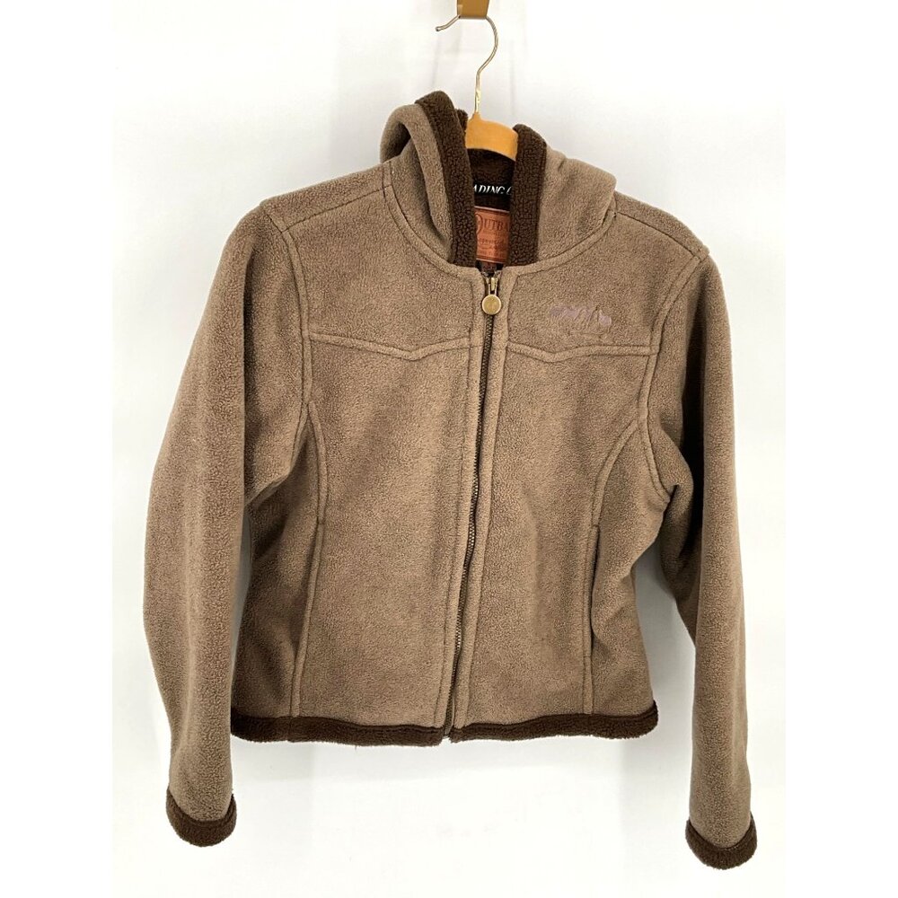 Outback Trading Women's Small Light Brown Fleece Jacket Horses Embroidery Full Z